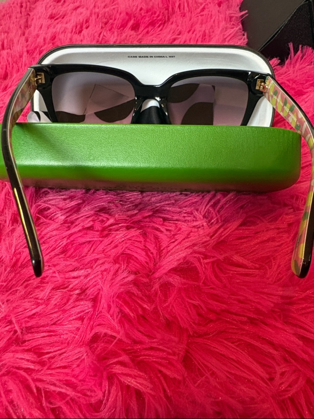 kate spade Glossy Black Square Sunglasses with Gradient Pink Smoke Lenses - Picture 5 of 11